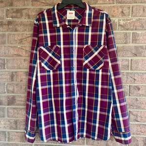 Levi's Men's Size XL Burgundy Plaid Long Sleeve Button Down Shirt